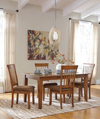 Signature Design by Ashley Berringer | Spindle Back 18" Dining Chairs (Set of 2) – Rustic Light Brown with Upholstered Cushioned Seat
