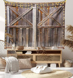 Ambesonne Rustic Tapestry, Old Wooden Barn Door of Farmhouse Oak Countryside Village Board Rural Life Photo Print, Fabric Wall Hanging Decor for Bedroom Living Room Dorm, 28" X 23", Brown