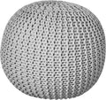 Urban Lifestyle Round Knit Pouf, Light Grey