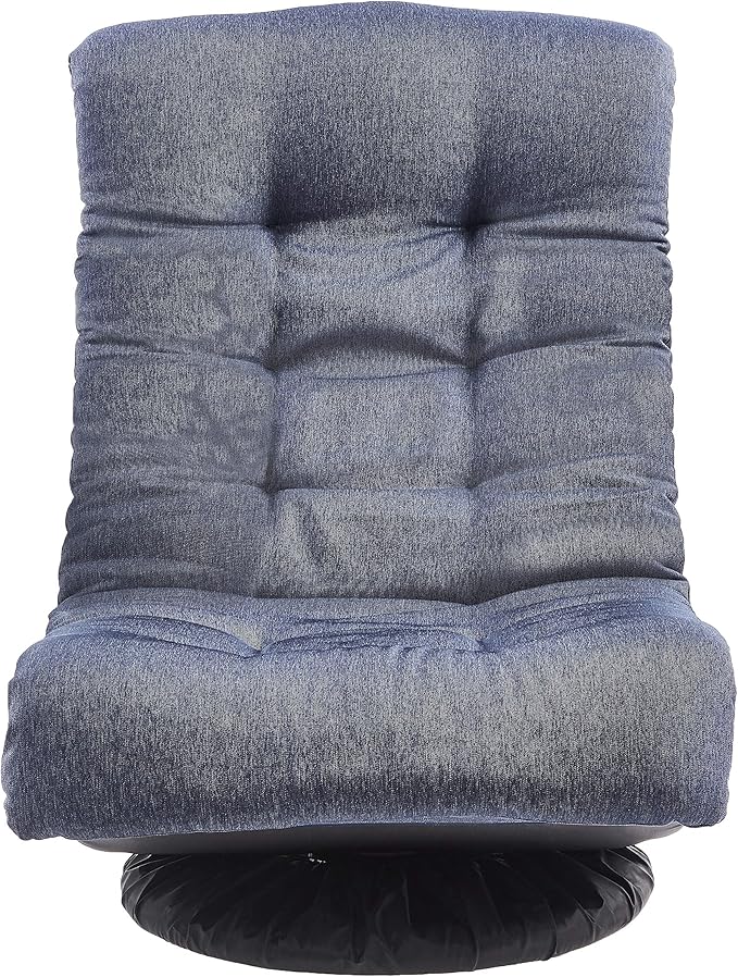 Amazon Basics Swivel Foam Lounge Chair with Headrest, Floor-Compatible, Adjustable, Gaming, 26.3D x 23.5W x 13.7H in, Denim Blue