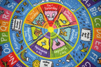 KC Cubs Educational Kids Rug – ABC Alphabet, Seasons, Months & Days Learning Mat – Soft Interactive Carpet for Classroom, Playroom & Bedroom 3x3 Round
