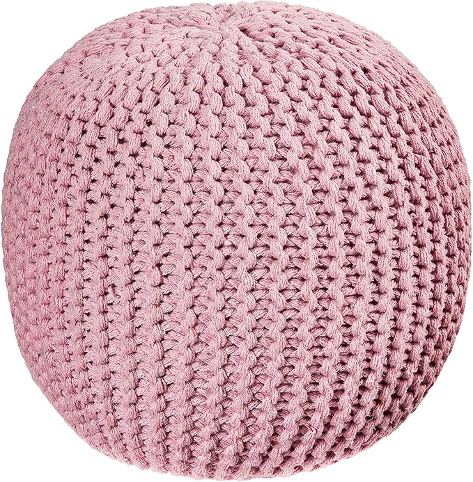 Urban Lifestyle Round Knit Pouf, Light Pink