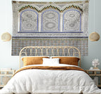 Ambesonne Orient Tapestry King Size, Nostalgic Moroccan Architecture Stone Carving and Motifs Majestic Ottoman Empire, Wall Hanging Bedspread Bed Cover Wall Decor, 104" X 88", Grey Blue