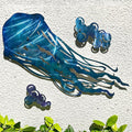 LiveInUrban Coastal Wall Art Jellyfish Metal Wall Sculptures, Ocean Beach Themed Metal Hanging Home Decoration 3PCS 15.5"x11.8"