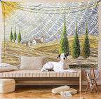 Ambesonne Italian Tapestry, Van Gogh Style Italy Valley Rural Fields European Scenery Painting Print, Fabric Wall Hanging Decor for Bedroom Living Room Dorm, 30" X 45", Tan Blue Green
