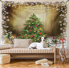 Ambesonne Christmas Tapestry, Pine Tree with Present Boxes on Snowy Board Xmas at Countryside Theme, Fabric Wall Hanging Decor for Bedroom Living Room Dorm, 23" X 28", Green Brown