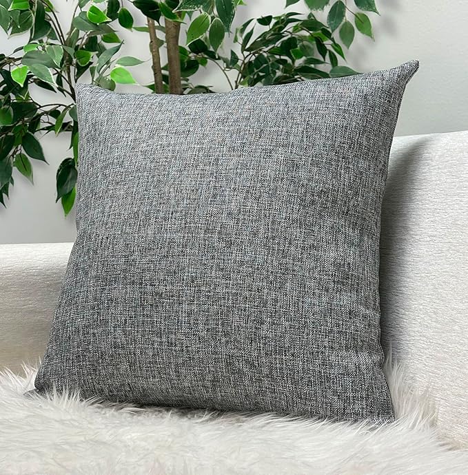 Aiking Home Woven Fine Faux Linen Throw Pillow Cover, Size 18"x18", Gray