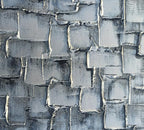 MyArton Large Abstract Silver Square Wall Art Hand Painted Modern Textured Oil Painting on Canvas Ready To Hang 60x30inch
