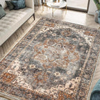 Keen Home Design 10x14 Rug - Machine Washable Area Rug with Non-Slip Backing, Ideal for Living Room, Dining Room, Bedroom - Vintage, Easy Clean, Durable, Low Pile Rug - (9'7" x 14')
