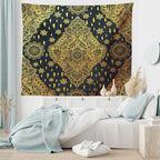 Ambesonne Mandala Tapestry King Size, Bohemian Paisley Ornament Tattoo Vintage Design Print, Wall Hanging Bedspread Bed Cover Wall Decor, 104" X 88", Charcoal Grey