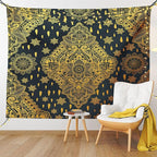Ambesonne Mandala Tapestry, Bohemian Paisley Ornament Tattoo Vintage Design Print, Fabric Wall Hanging Decor for Bedroom Living Room Dorm, 23" X 28", Charcoal Grey