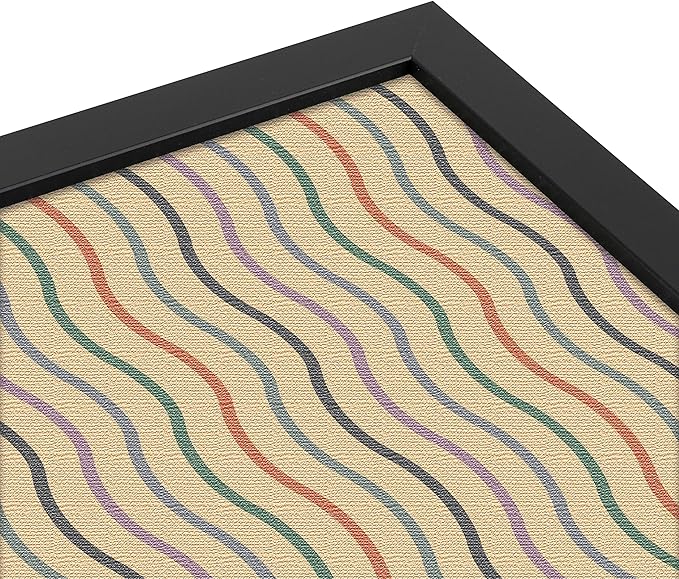PinPix 20x16 Inch Cork Bulletin Board. This Decorative Framed Pin Board Comes with Multi Color Waves Design and a Satin Black Frame. Ideal for Home Office Decor or Message Board (PinPix-565)