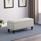 HomePop Large Storage Bench with Nailhead Trim -Gray Woven