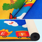 Classroom Rug Kids Carpet Blue Library Carpet ABC Educational Elementary School Daycare Nursery Rug ABC Numbers Reading Alphabet Classroom Area Rug, 7.5 x 13 ft