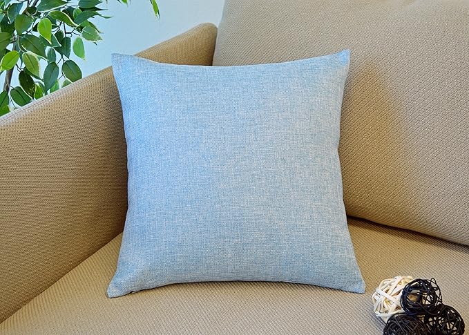 Aiking Home Woven Fine Faux Linen Throw Pillow Cover, Size 18"x18", Slate Blue