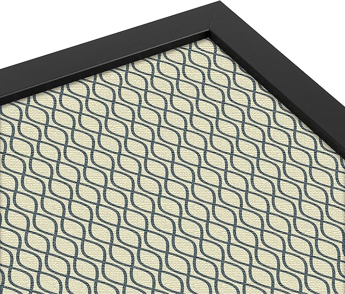 PinPix 20x14 Inch Cork Bulletin Board. This Decorative Framed Pin Board Comes with Yellow and Blue Waves Design and a Satin Black Frame. Ideal for Home Office Decor or Message Board (PinPix-321)
