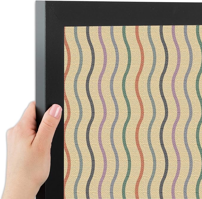 PinPix ArtToFrames 18x22 Custom Cork Bulletin Board Multi Color Waves Poster Board Has a Fabric Style Canvas Finish, Framed in Satin Black (PinPix-565)
