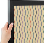 PinPix 26x18 Inch Cork Bulletin Board. This Decorative Framed Pin Board Comes with Multi Color Waves Design and a Satin Black Frame. Ideal for Home Office Decor or Message Board (PinPix-565)