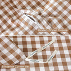 MooMee Gingham Duvet Cover Set 100% Washed Cotton Linen Like Textured Breathable Durable Soft Comfy Modern Checkered Design (Dark Orange Gingham, Super King 108"x98")