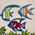LiveInUrban Coastal Wall Art Angelfish Metal Wall Sculptures, Ocean Beach Themed Metal Hanging Home Decoration 3PCS 9.9"x7.8"