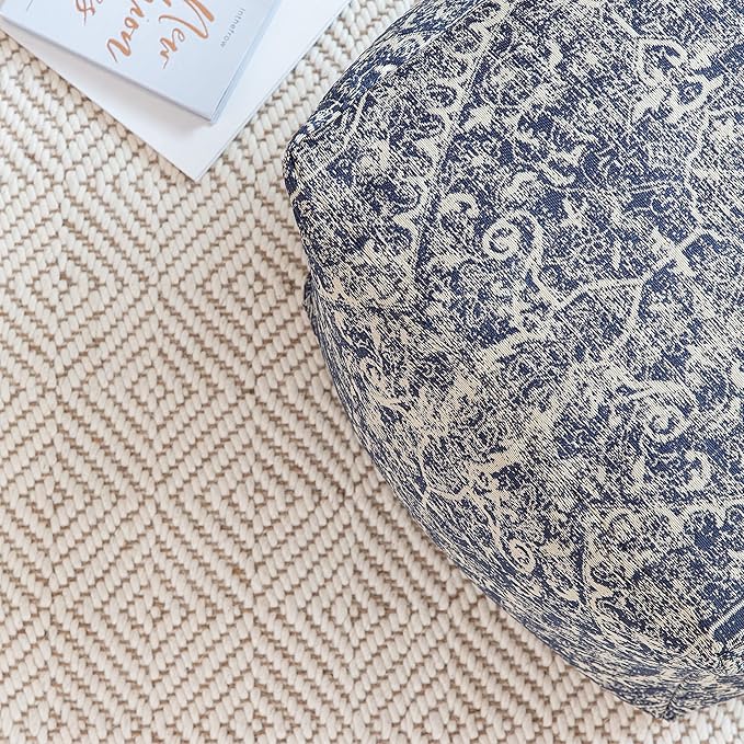 Anji Mountain 100% Handmade & Handcrafted Comfortable Home Décor Pouf Ottoman Footrest for Living Room, Bedroom, Nursery, Kidsroom, Patio Furniture - Hanalei