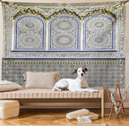 Ambesonne Orient Tapestry, Nostalgic Moroccan Architecture Stone Carving and Motifs Majestic Ottoman Empire, Fabric Wall Hanging Decor for Bedroom Living Room Dorm, 30" X 45", Grey Blue