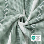 Bedsure Waffle Weave Duvet Cover King - 100% Cotton Boho Duvet Cover with 2 Pillowcases - Green Textured Comforter Cover with Zipper Closure (King, 104"x90")
