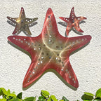 LiveInUrban Coastal Wall Art Starfish Metal Wall Sculptures, Ocean Beach Themed Metal Hanging Home Decoration 3PCS 15.6"x12.7"