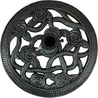 Sunnydaze 17lb Cast Iron Patio Umbrella Base - Heavy-Duty Round Metal Outdoor Market Umbrella Stand for Outside - 16-Inch - Green - Rose Blossom
