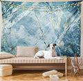 Ambesonne Marble Print Tapestry King Size, Exquisite Granite Stone Architecture Floor Nature Faded Rock Picture, Wall Hanging Bedspread Bed Cover Wall Decor, 104" X 88", Pale Blue Grey