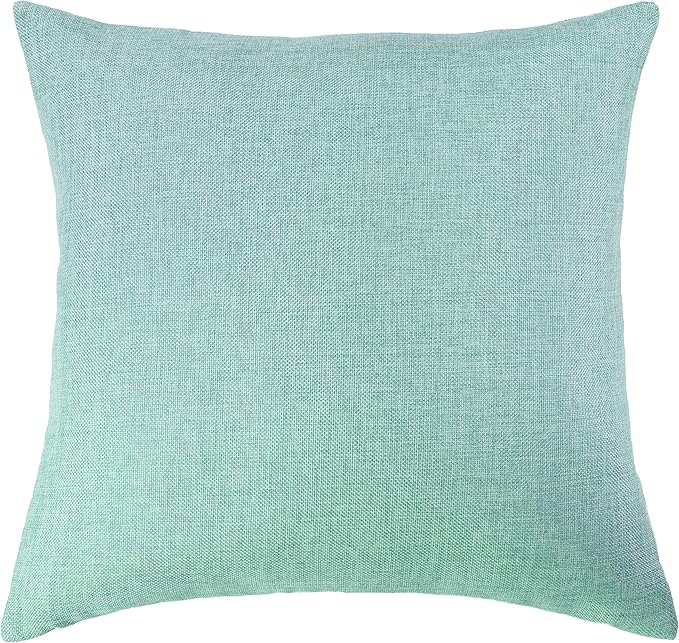 Aiking Home Woven Fine Faux Linen Throw Pillow Cover, Size 18"x18", Aqua