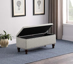 HomePop Large Storage Bench with Nailhead Trim -Gray Woven