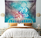 Ambesonne Butterfly Tapestry King Size, with Butterfly Wings Renewal Female Rebirth Psyche Lightness of Being, Wall Hanging Bedspread Bed Cover Wall Decor, 104" X 88", Blue Purple