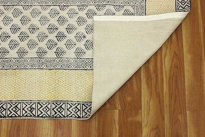 Kilim Runner 2.6x10 Cotton Runner Rug Beige & Black Flatweave Runner 0.19 inches Stone Easy Washable Hand Wash Cotton Carpet Indoor Outdoor Runner Rugs for Hallway, Staircases, Corridor Runner