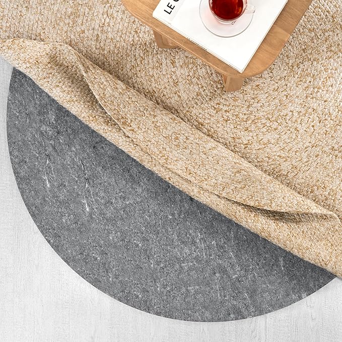 Anji Mountain 6' x 6' Round Non Slip Rug Pad Gripper for Area Rugs-Rug Gripper Pad Keeps Rugs Safe in Place Cushioning Under Rug Floor Protector for Hardwood & Tile Floors-Anti Skid Under Carpet Mat