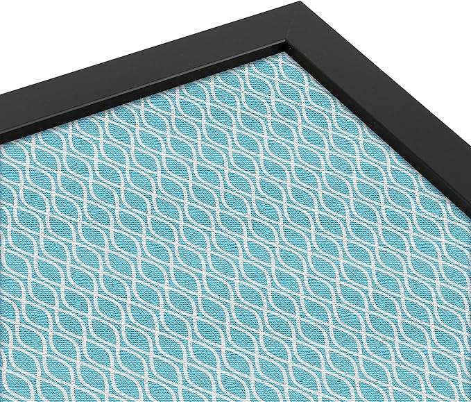 PinPix ArtToFrames 10x16 Custom Cork Bulletin Board Sky Blue Waves Poster Board Has a Fabric Style Canvas Finish, Framed in Satin Black (PinPix-245)
