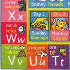 KC Cubs Bilingual Educational Kids Rug – English & Spanish ABC, Seasons & Days Mat – Language Learning Carpet Classroom & Playroom Baby-Toddler 5X7