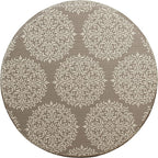 Homepop Home Decor | Upholstered Round Storage Ottoman | Ottoman with Storage for Living Room & Bedroom, Brown Medallion