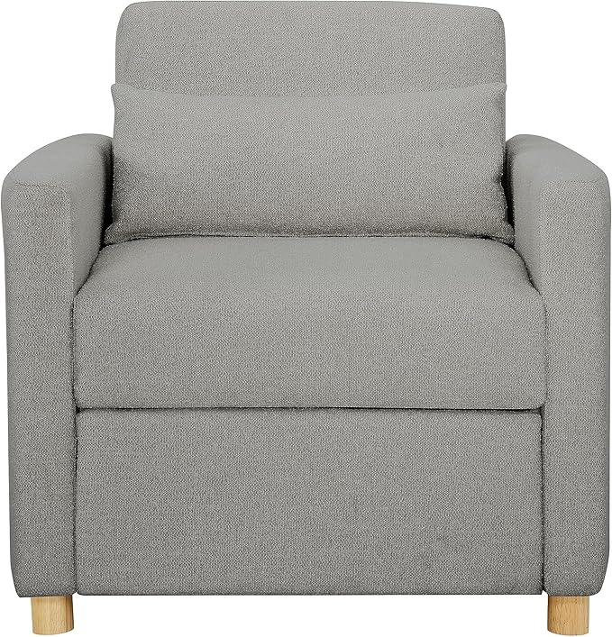 Serta® Corwin 36" Convertible Accent Chair, Dreamcoil® Comfort, FingerGuard® Pinch Point Protection, Polyester Boucle Fabric, Gray