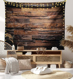 Ambesonne Chocolate Tapestry, Rough Dark Timber Texture Image Rustic Country Theme Hardwood Carpentry, Fabric Wall Hanging Decor for Bedroom Living Room Dorm, 28" X 23", Brown Dark Brown