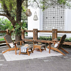Cambridge Casual Auburn Teak Outdoor Ottoman, All Weather Padded Woven Seat