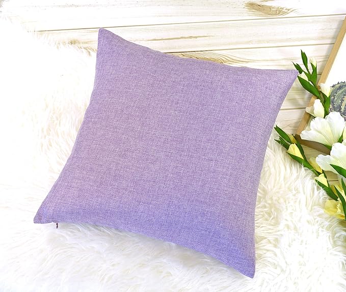 Aiking Home Woven Fine Faux Linen Throw Pillow Cover, Size 18"x18", Lavender
