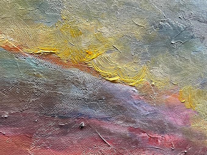 Art Hand-Painted Sea Sunset Landscape Modern Abstract Oil Painting on Canvas Art Hall Bedroom Office Wall Decoration 24x48 Inches