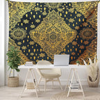 Ambesonne Mandala Tapestry, Bohemian Paisley Ornament Tattoo Vintage Design Print, Fabric Wall Hanging Decor for Bedroom Living Room Dorm, 30" X 45", Charcoal Grey