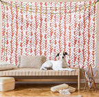 Ambesonne Coral Tapestry Queen Size, Hand Painted Braids Vertical Pattern Bohemian Hipster Fashion Chevron Art, Wall Hanging Bedspread Bed Cover Wall Decor, 88" X 88", White Coral