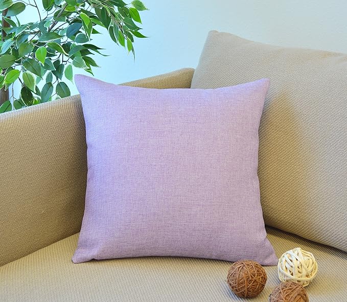 Aiking Home Woven Fine Faux Linen Throw Pillow Cover, Size 18"x18", Lavender
