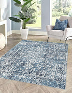 MICRODRY - Area Rug, Low-Profile Design for a Sleek, Bulk-Free Look. Machine Washable, Stain-Resistant, Skid-Resistant Backing, Ideal for Bedroom, Living Room, Kitchen, or Entryway, 8x10, Lila (Blue)