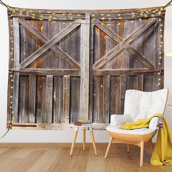 Ambesonne Rustic Tapestry, Old Wooden Barn Door of Farmhouse Oak Countryside Village Board Rural Life Photo Print, Fabric Wall Hanging Decor for Bedroom Living Room Dorm, 45" X 30", Brown