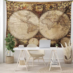 Ambesonne World Map Tapestry King Size, Old World Map Drawn in 1720s Nostalgic Style Art Historical Atlas Vintage Design, Wall Hanging Bedspread Bed Cover Wall Decor, 104" X 88", Multicolor