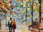 Hand-Painted Forest Landscape Painting 24x48 Inchs Art Wall Palette Knife Oil Painting Modern Abstract Landscape Art